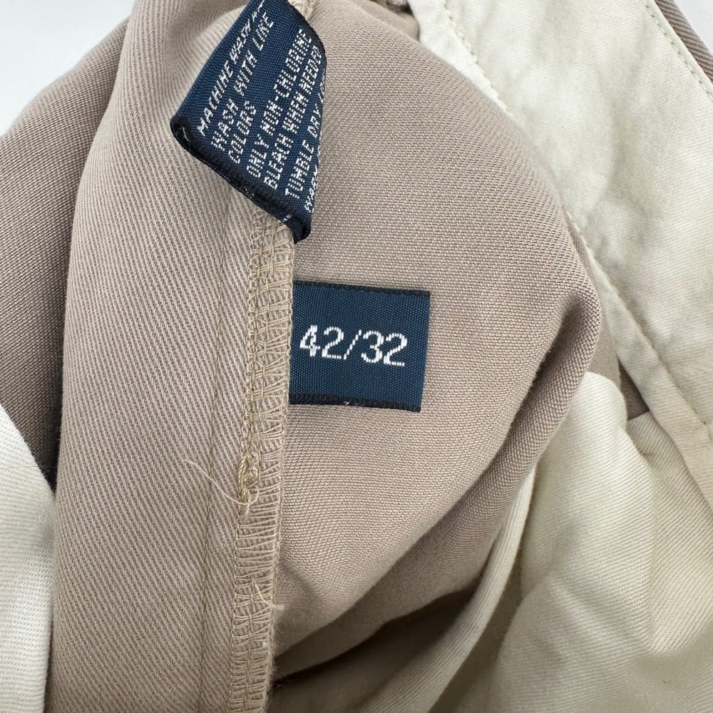 Vintage Polo Ralph Lauren Andrew Pants Chinos Men 42X32 90s Cotton Pleated Khaki - Picture 7 of 10
